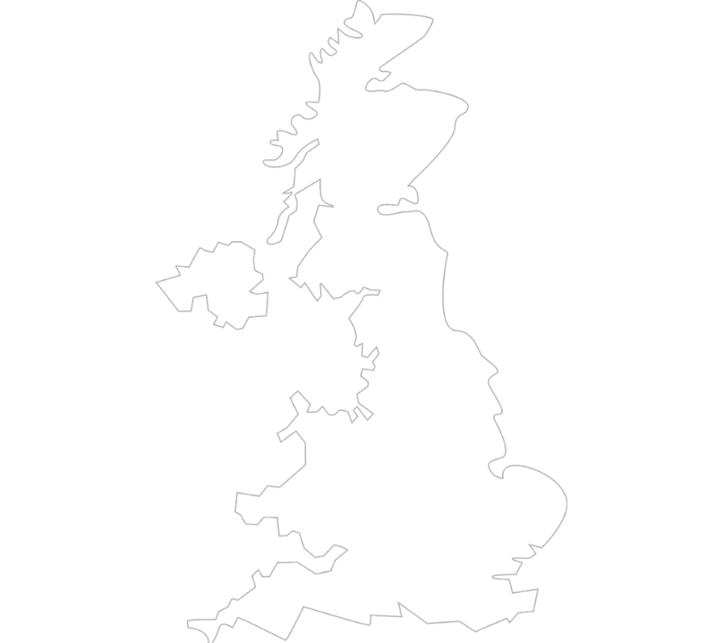 Map of the United Kingdom showing Cambridge and Colchester
